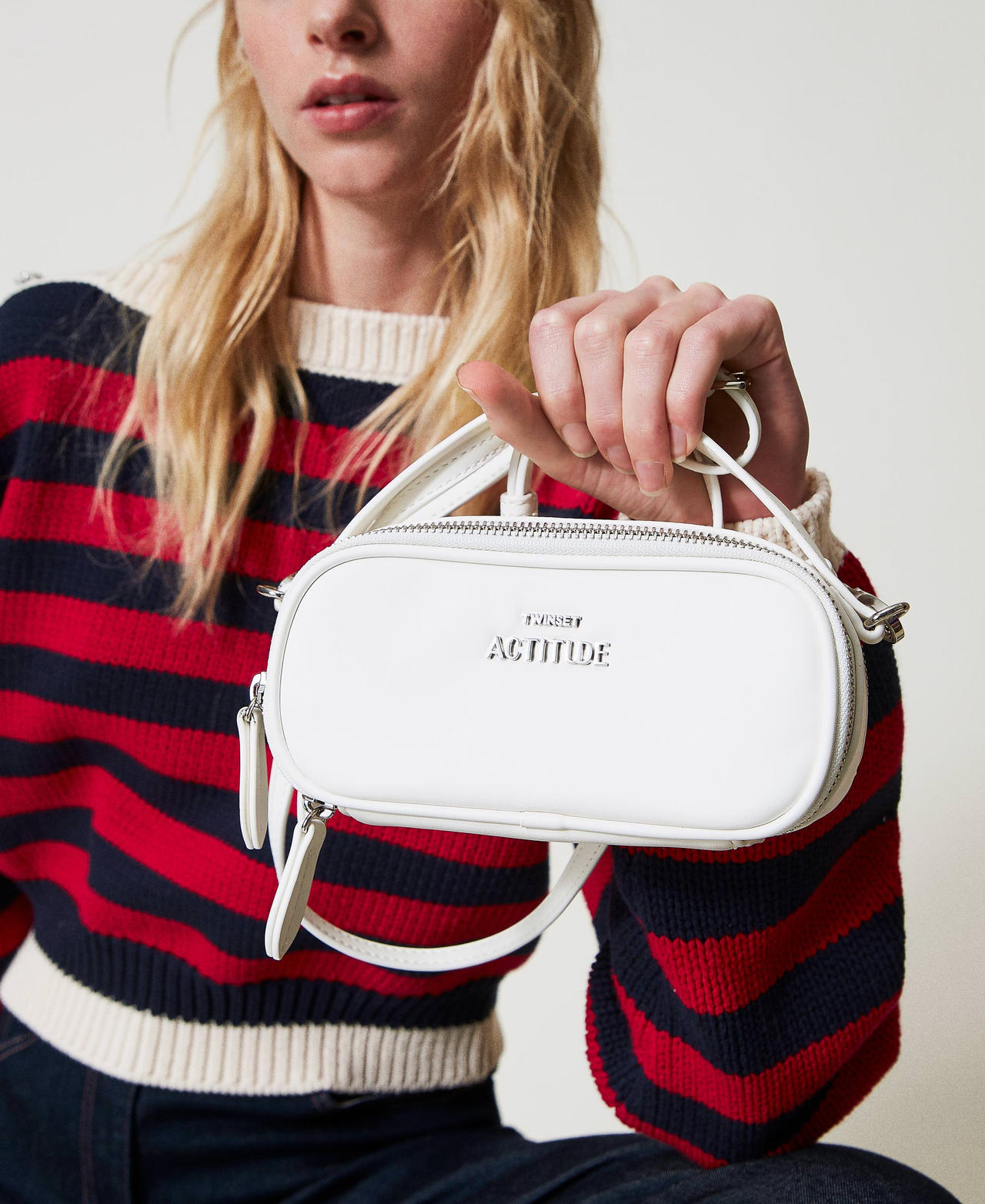 SCRE:EN ＜MINI SHOULDER BAG＞　white Mini shoulder bag with logo Woman, White | TWINSET Milano
