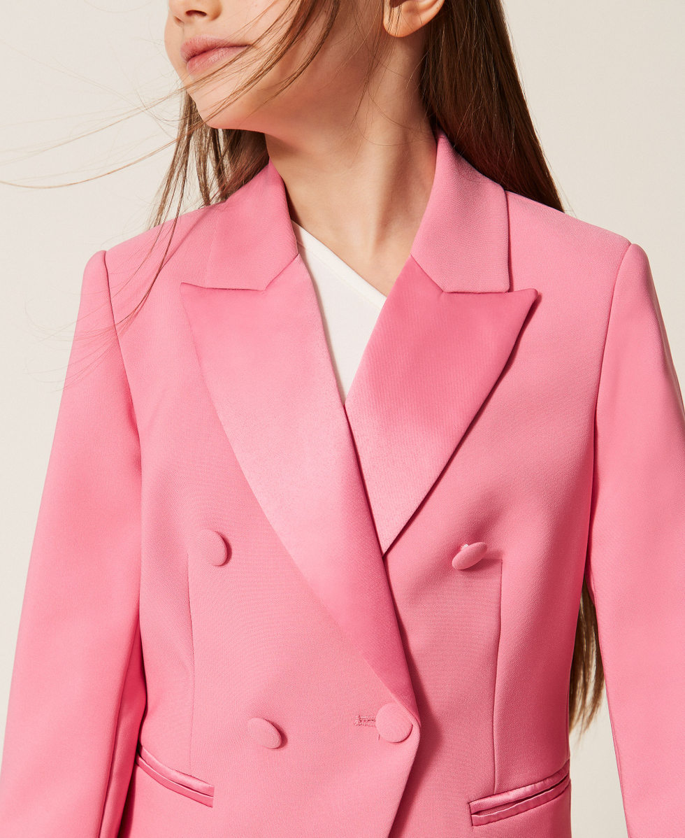 Cr&ecirc;pe and duchess blazer "Sunrise" Pink Girl 261GJ2Q55_07207_04