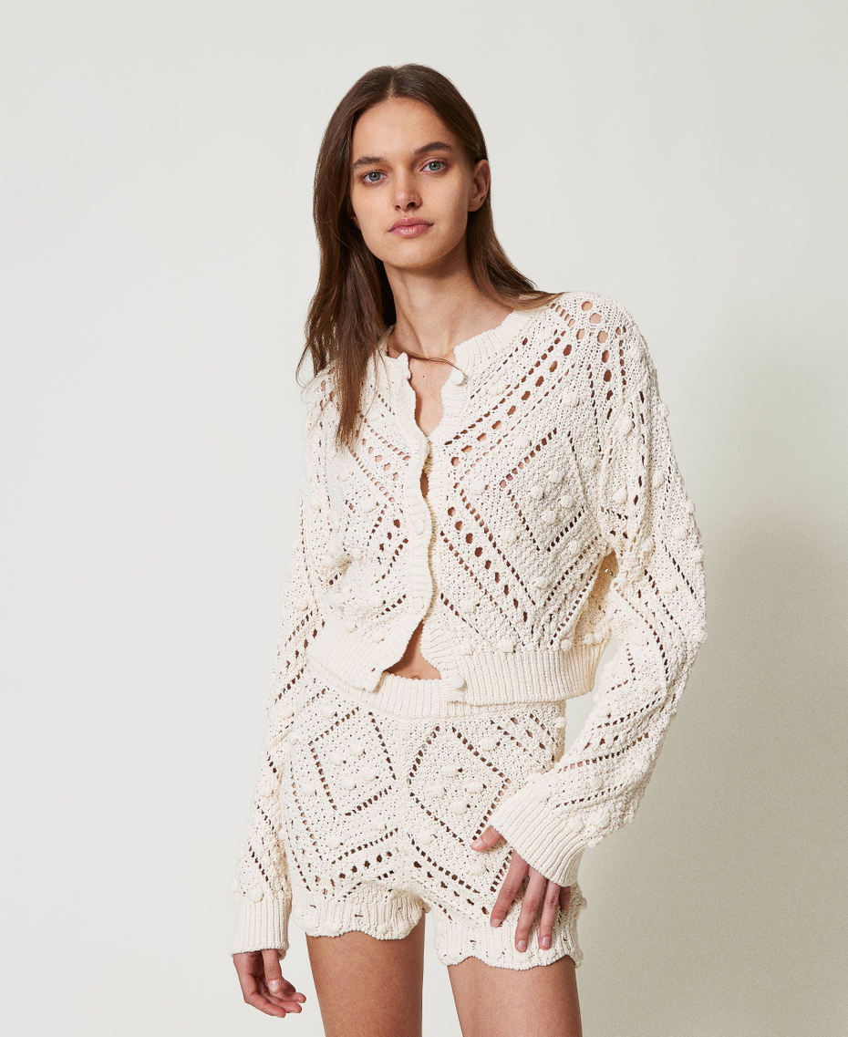 Openwork knit shorts Light Natural Woman 251TP3542_12227_01