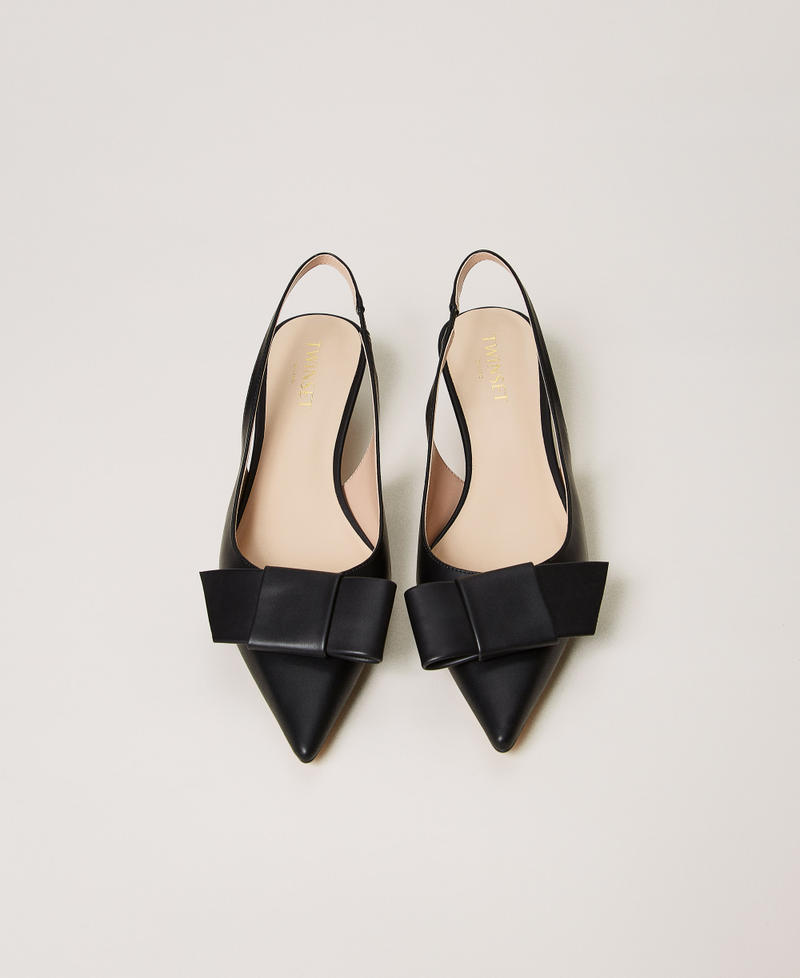 Sling back court shoes with bow Black Woman 251TCP090_00006_04