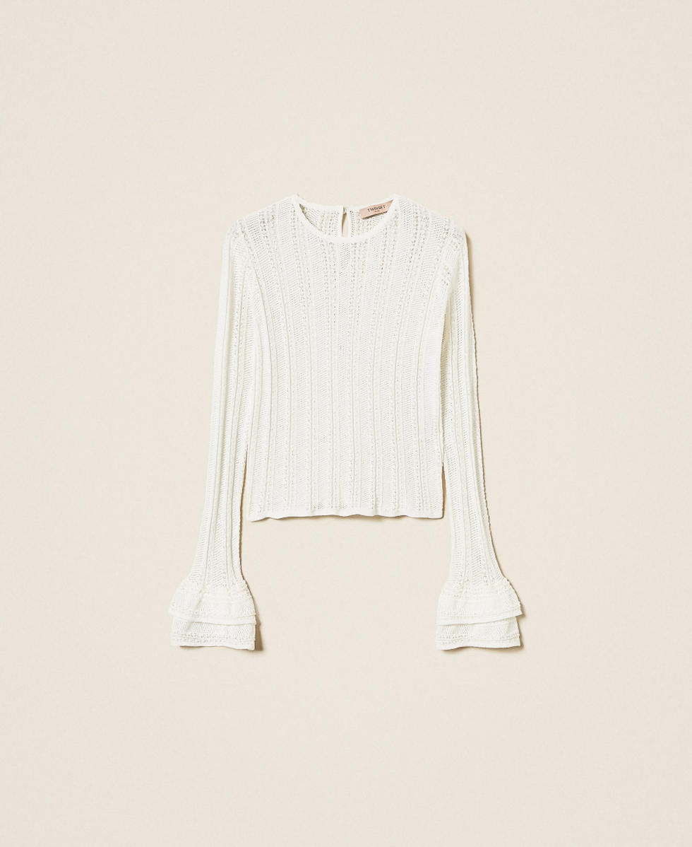 Fitted jumper with flounces