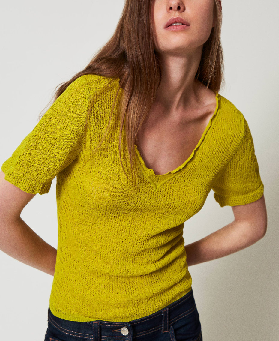 2-in-1-Pullover aus floralem Jacquard Citronelle Frau 251AP3211_00910_04