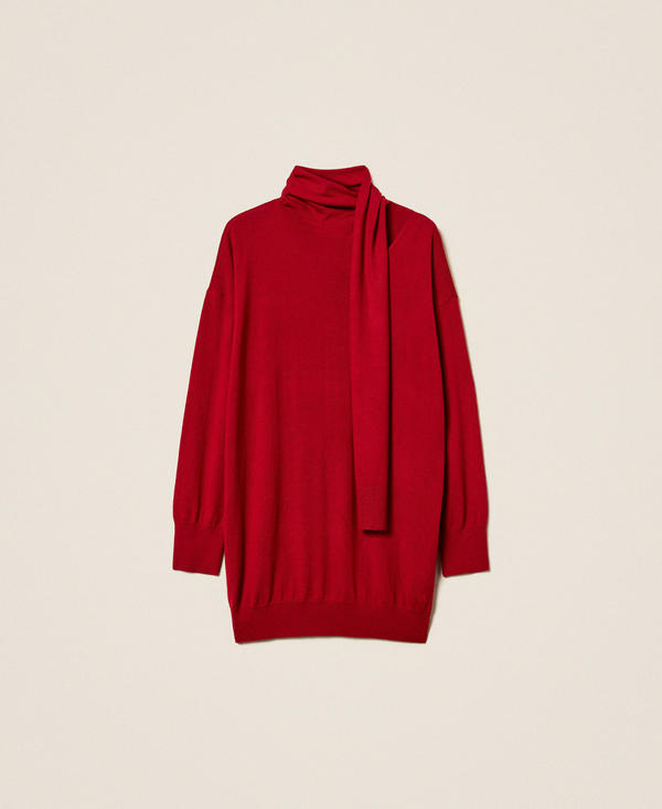 Short wool blend dress with cut-out