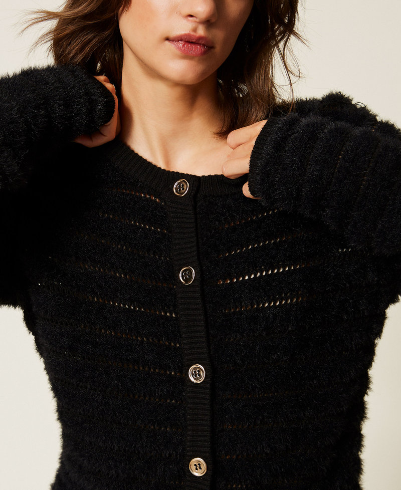 Knitted jacket with gold-tone buttons Black Woman 262AP3032_00006_04