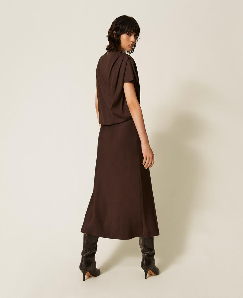 Satin midi dress Mocha Woman 262LI2BMM_13677_03