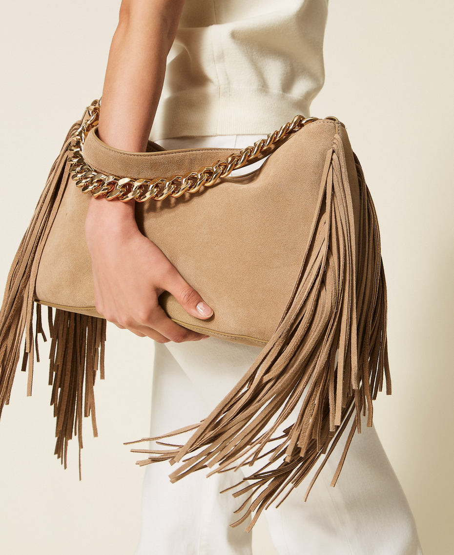 'Liliane' medium suede bag Sand Woman 261TB7083_00017_T0