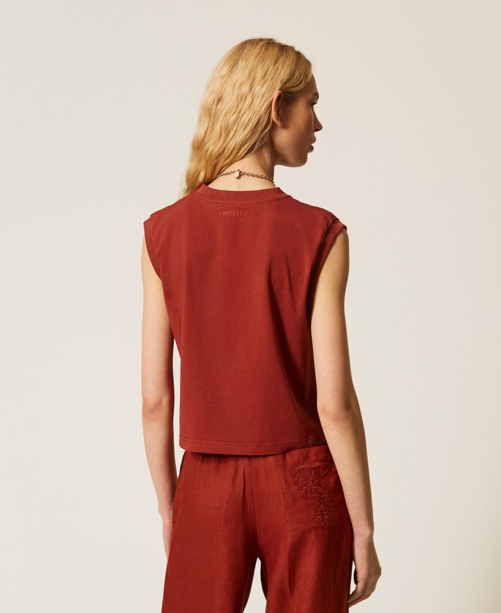T-shirt avec broderie anglaise Marron &laquo;&nbsp;Henn&eacute;&nbsp;&raquo; Femme 261TT2050_13332_04