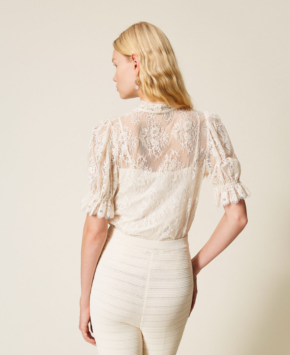 Camisa de encaje con lazo N&aacute;car Mujer 261TP2625_00059_03