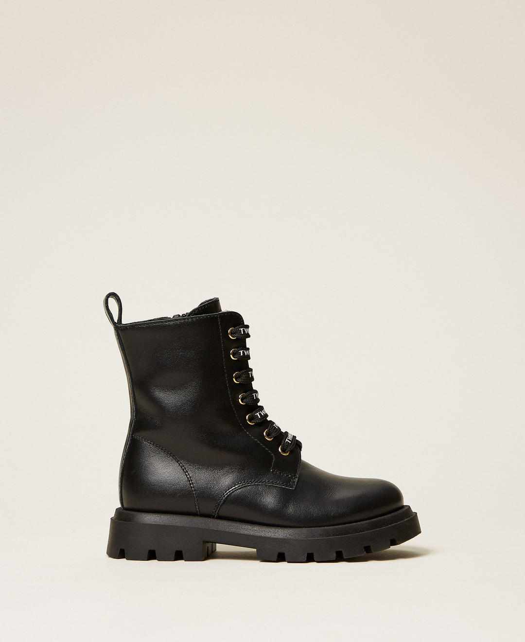 Bottines motardes fille en cuir avec logo