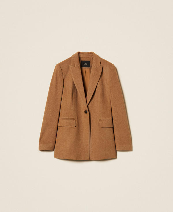 Fischgrat-Blazer aus Wollmischung