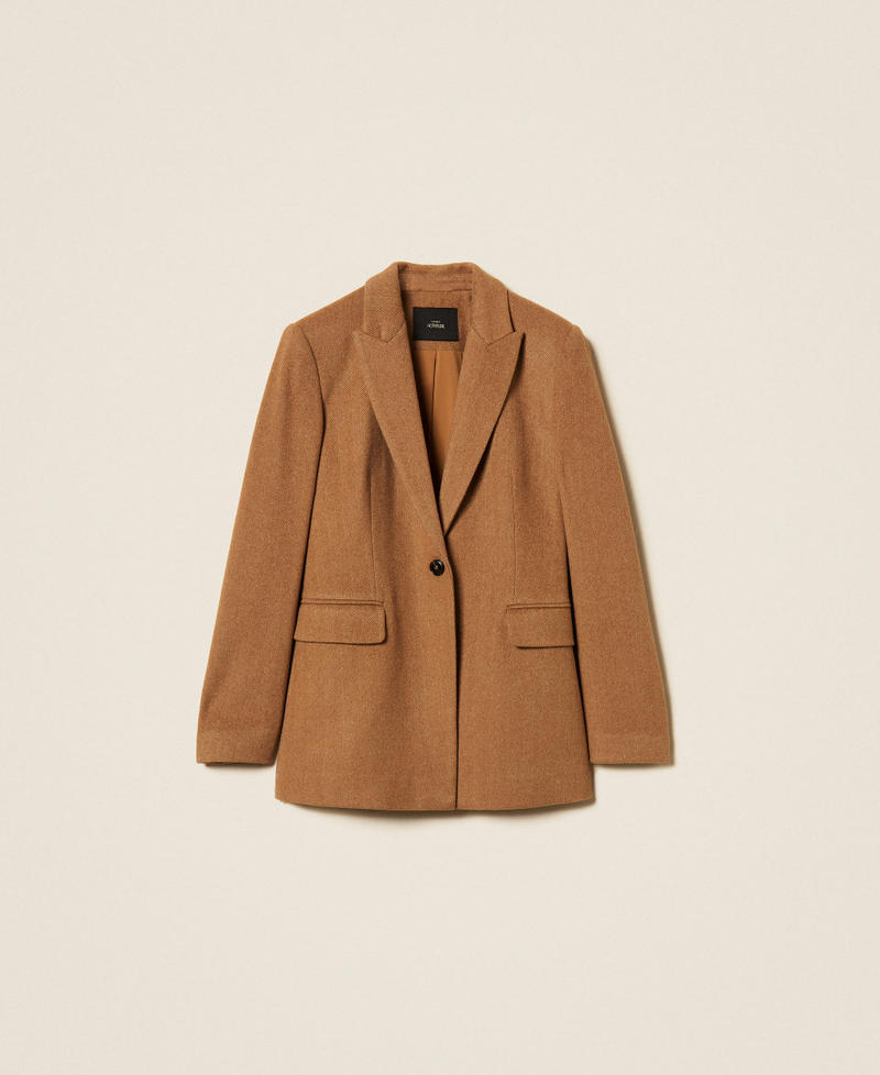 Fischgrat-Blazer aus Wollmischung Toffee Herringbone Frau 262AT2260_14041_S0
