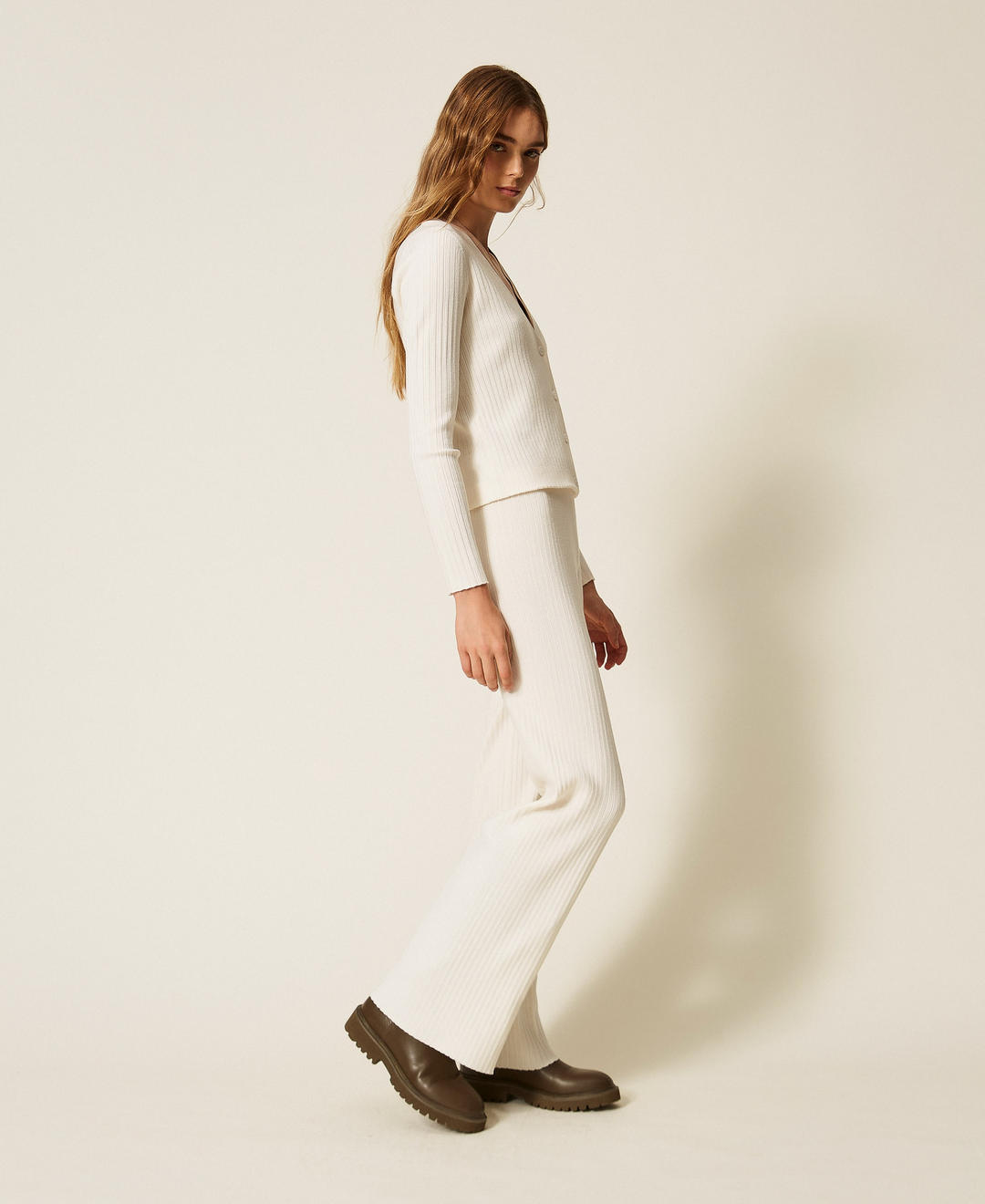 Pantalon en maille côtelée