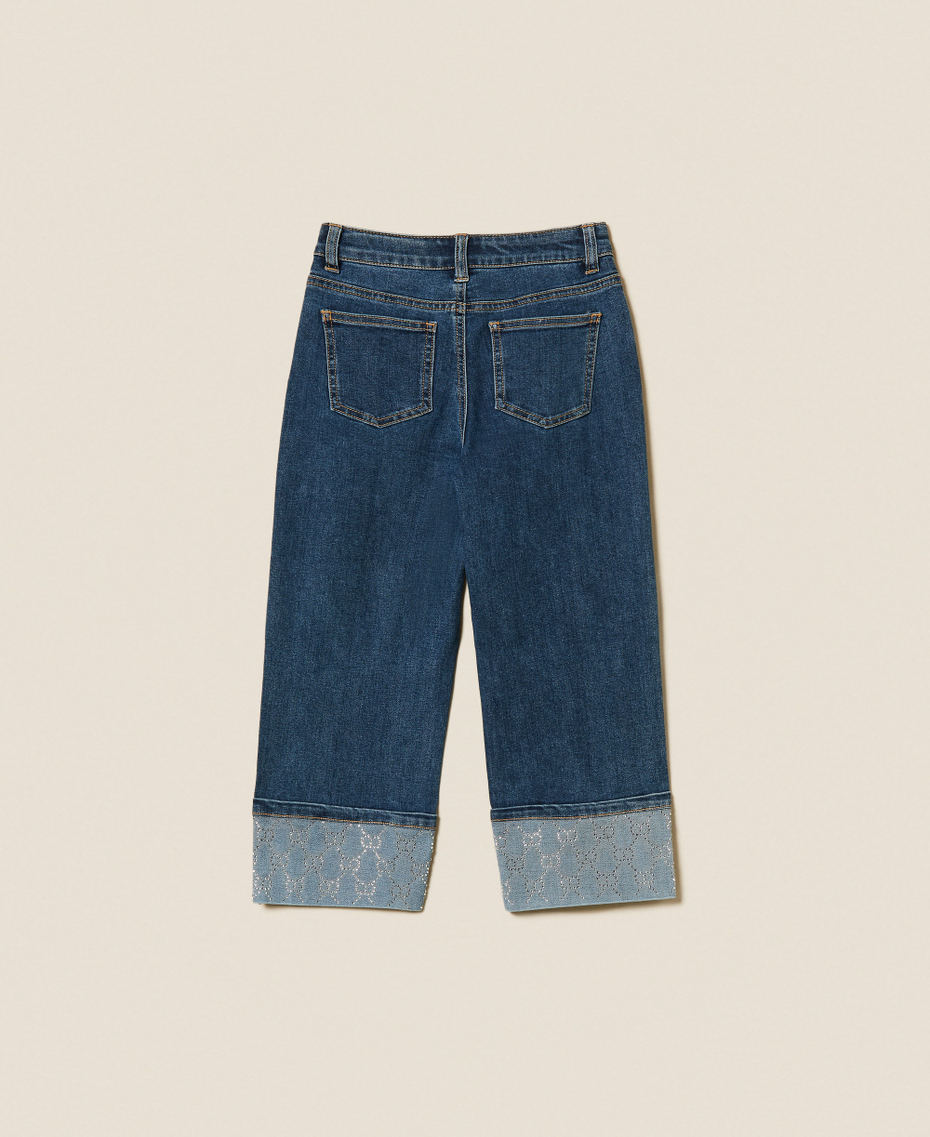 Five-Pocket-Jeans mit Oval T aus Strass Denim Mid Blue Mädchen 252GJ2190_07282_S1