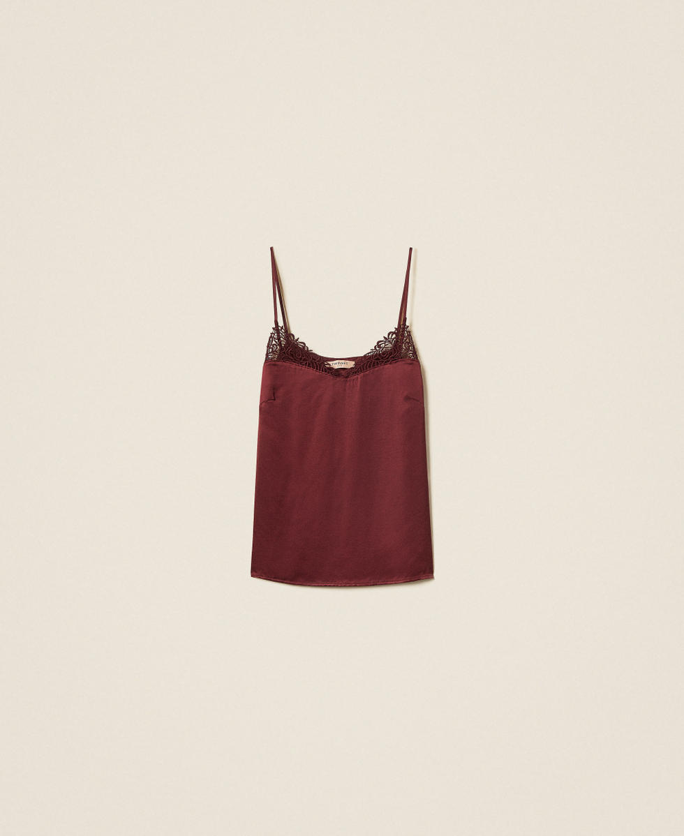 Top en satin avec dentelle