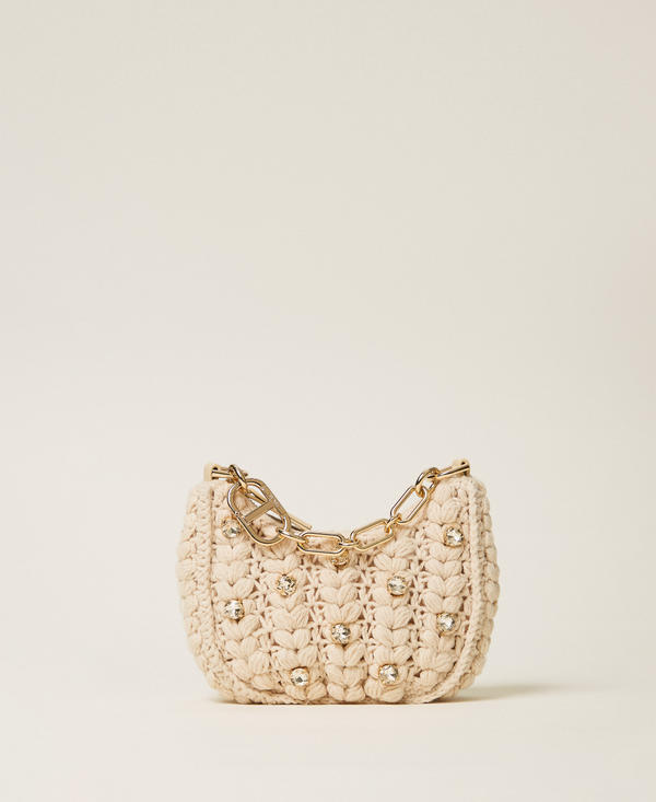 Borsa 'Croissant' in maglia crochet