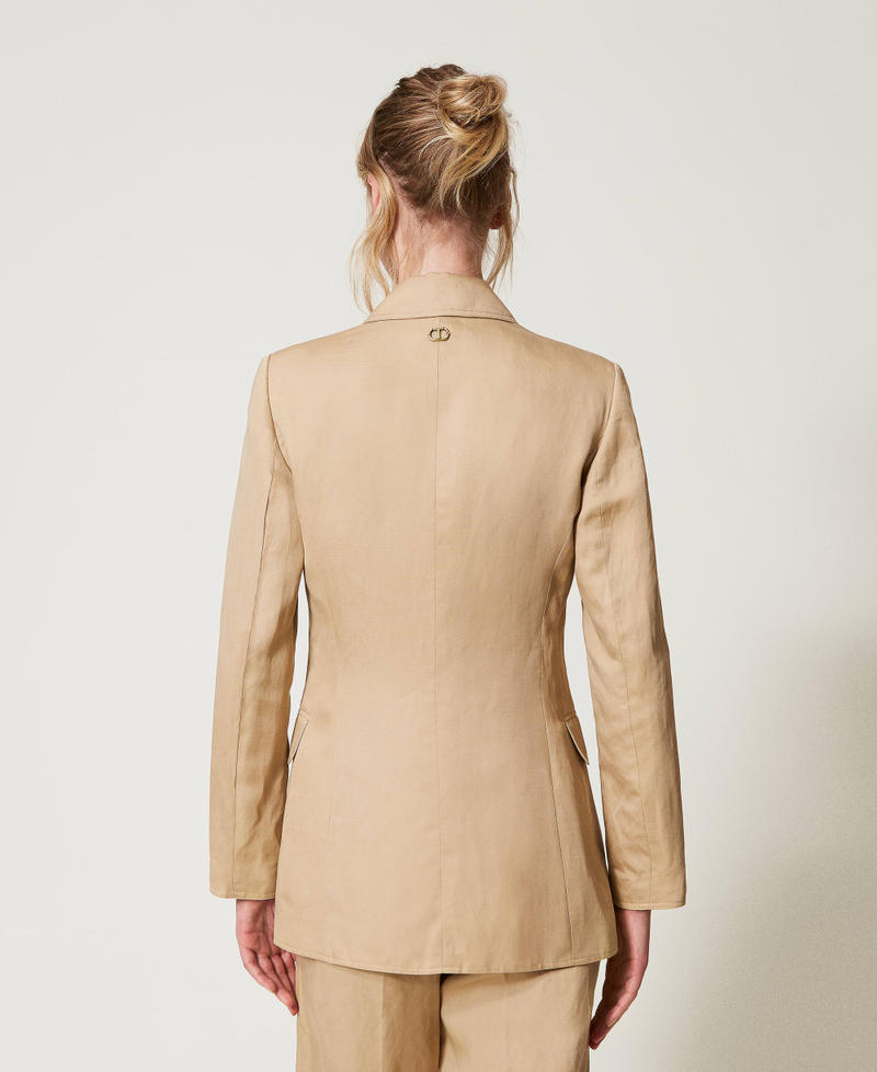 Linen blend single-breasted jacket Rope Beige Woman 251TE2140_12145_03