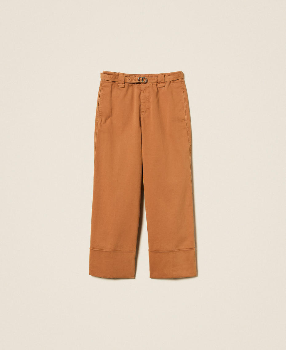 Bull cropped trousers Land Brown Woman 252TP2520_12605_S0