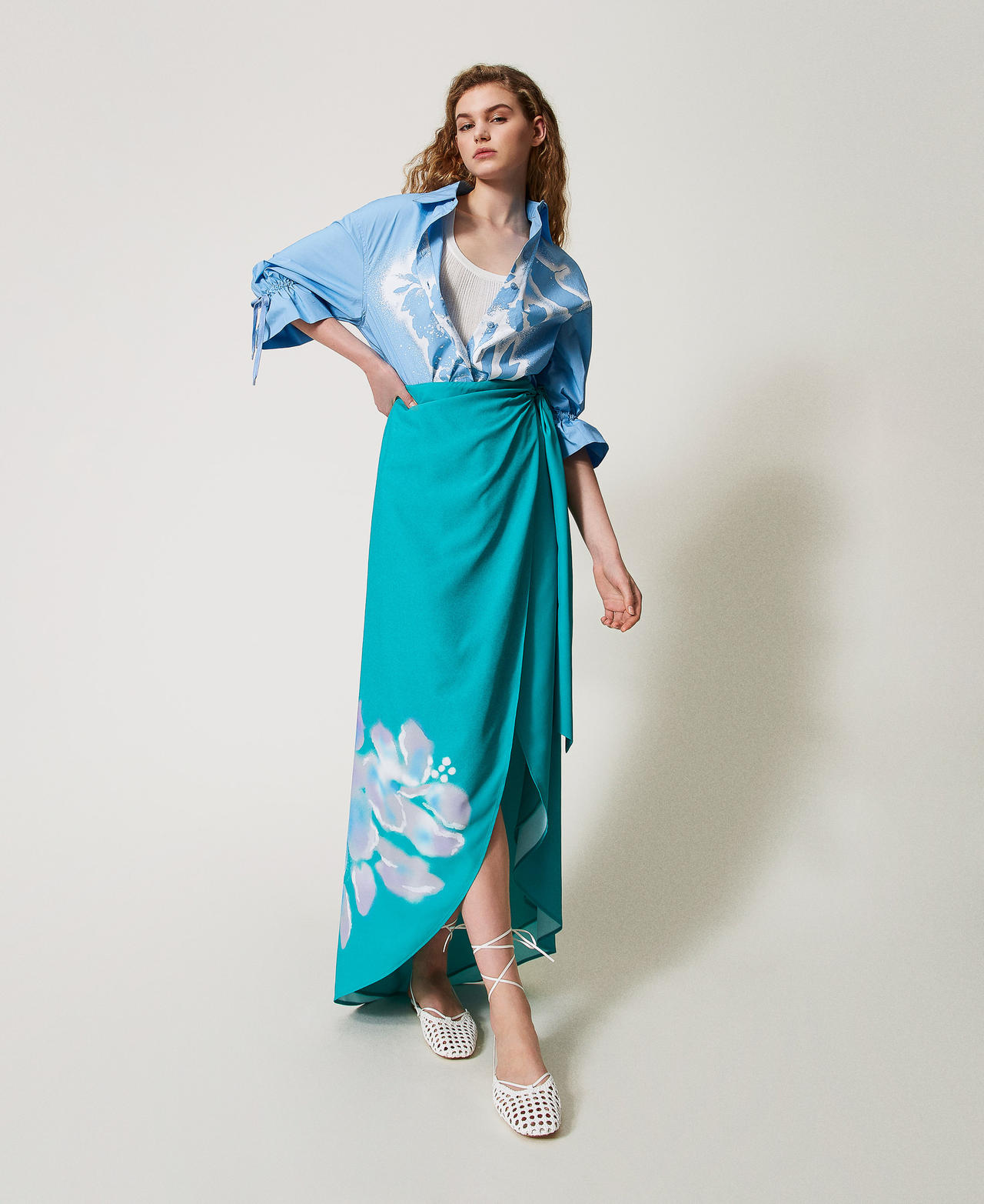 MYFO long sarong skirt with print