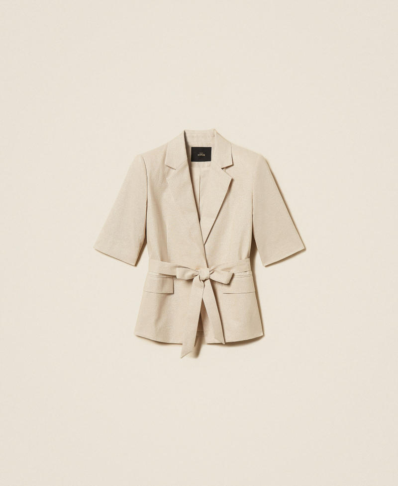 Linen blend blazer with lurex Cashew Beige Lurex Woman 261AT2070_13460_S0