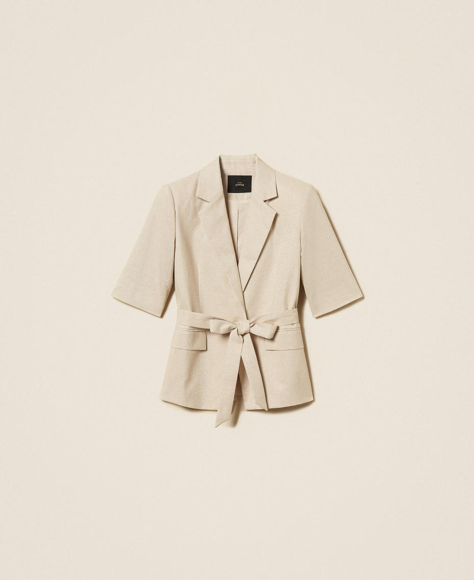 Linen blend blazer with lurex Cashew Beige Lurex Woman 261AT2070_13460_S0