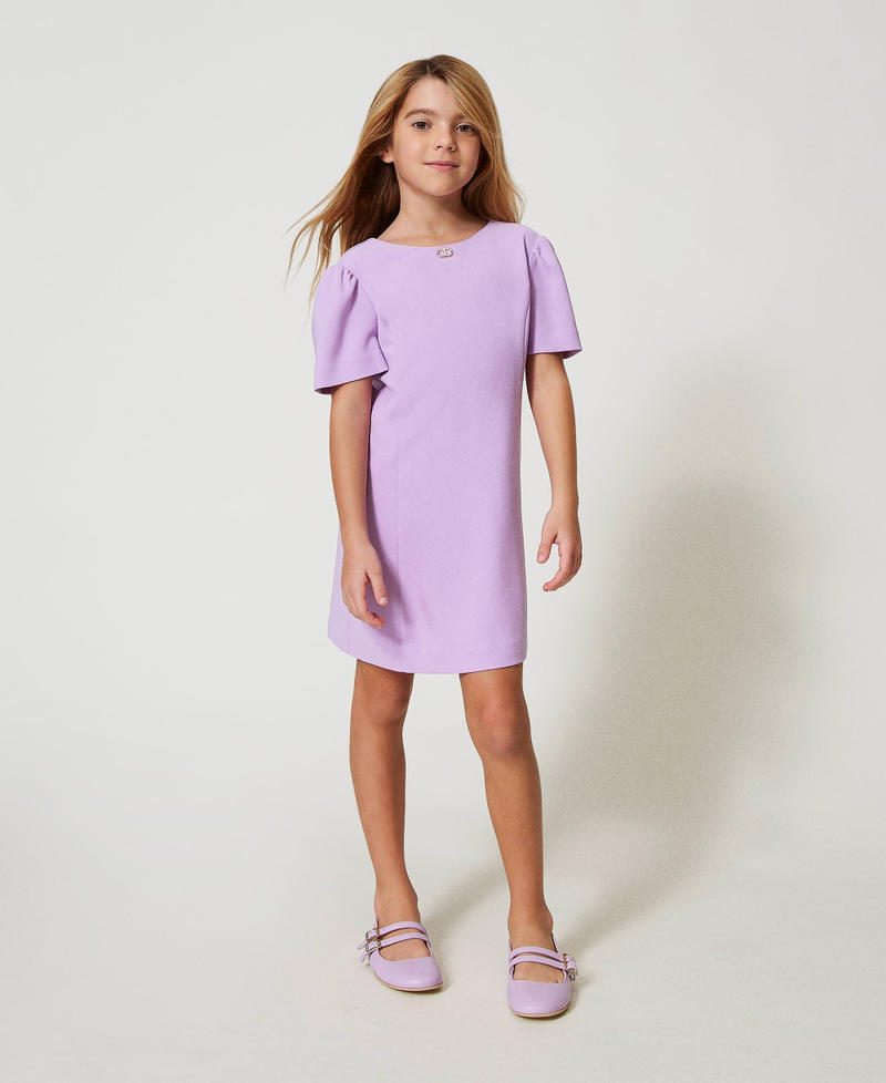 Short crêpe dress with bow Pastel Violet Girl 251GJ2QN9_11862_02