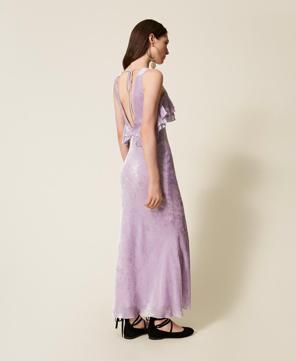 Abito lungo in velluto misto seta Lilla Pastello Donna 252TS2321_03357_03
