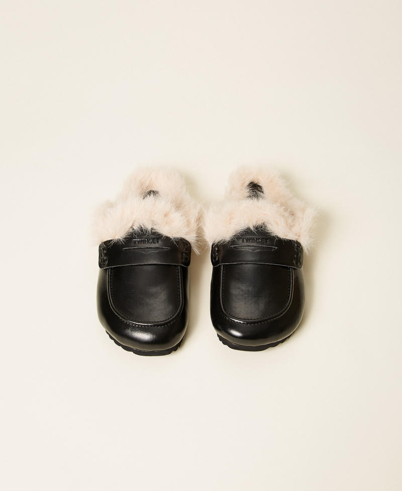 Faux fur mules Black Woman 252LLT010_00006_04