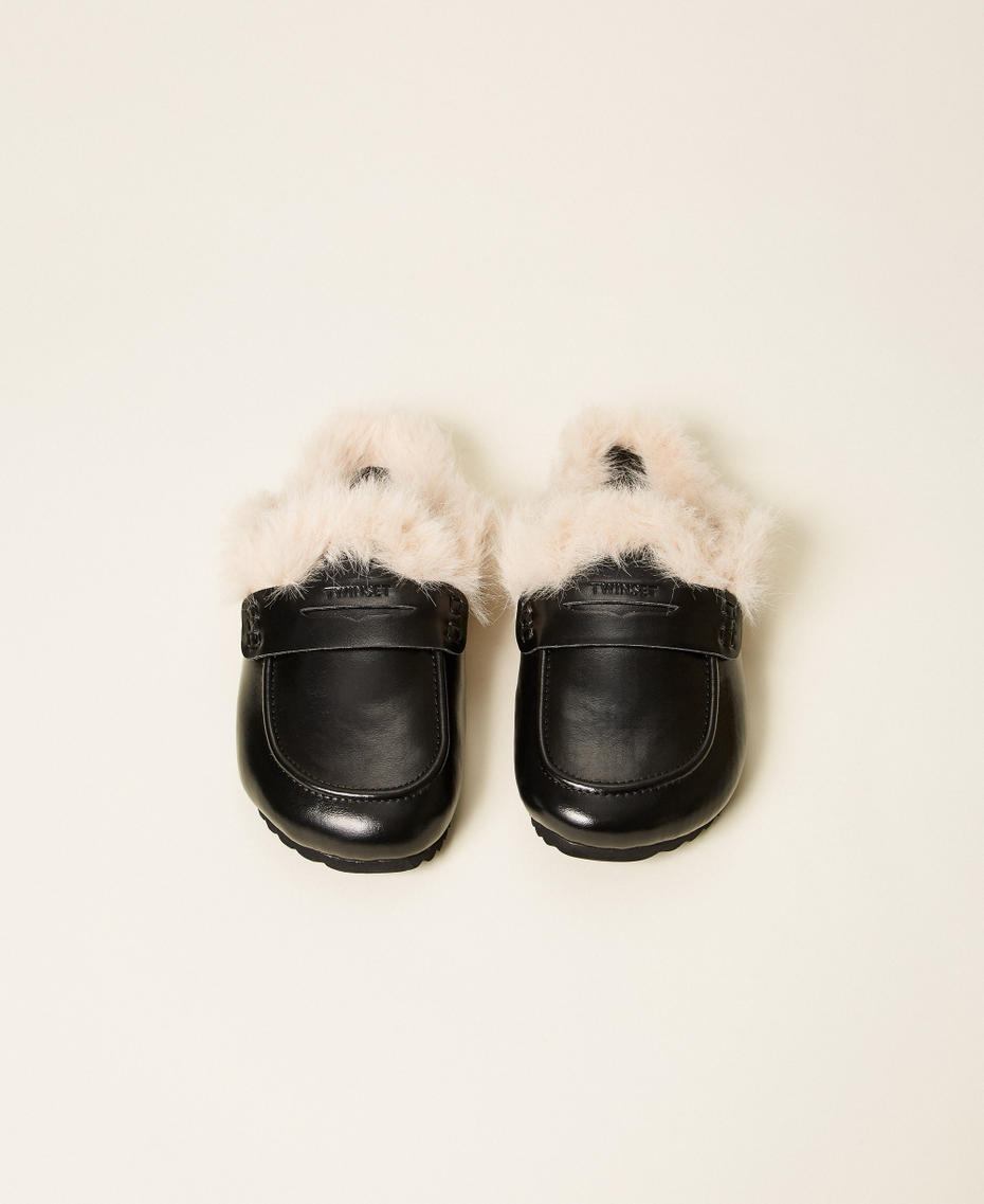 Faux fur mules Black Woman 252LLT010_00006_04