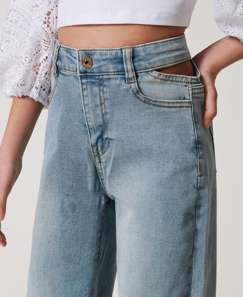 Wide leg jeans with cut-out Light Denim Girl 251GJ2602_11457_04