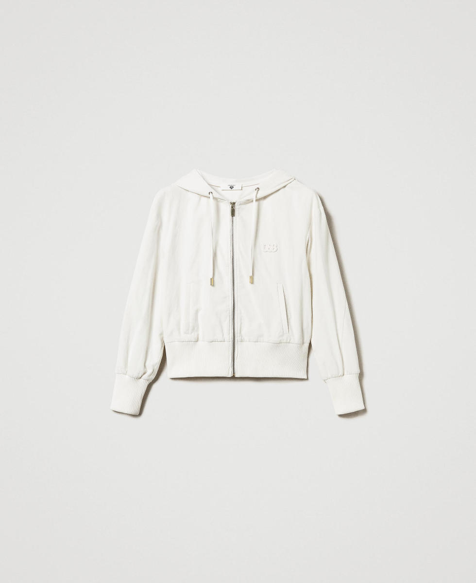 Velvet hoodie Woman White TWINSET Milano