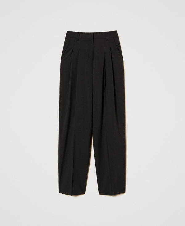 Wide leg trousers with double pleat