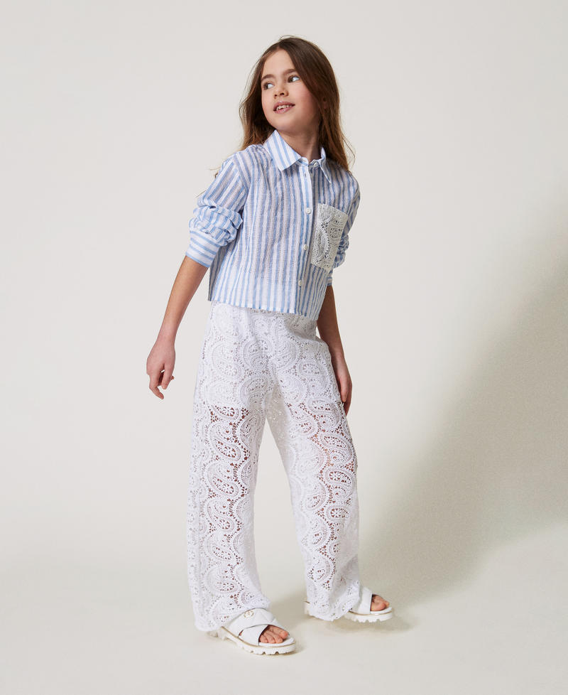 Macram&eacute; lace straight fit trousers "Ice" White Girl 251GJ2QR4_00808_02