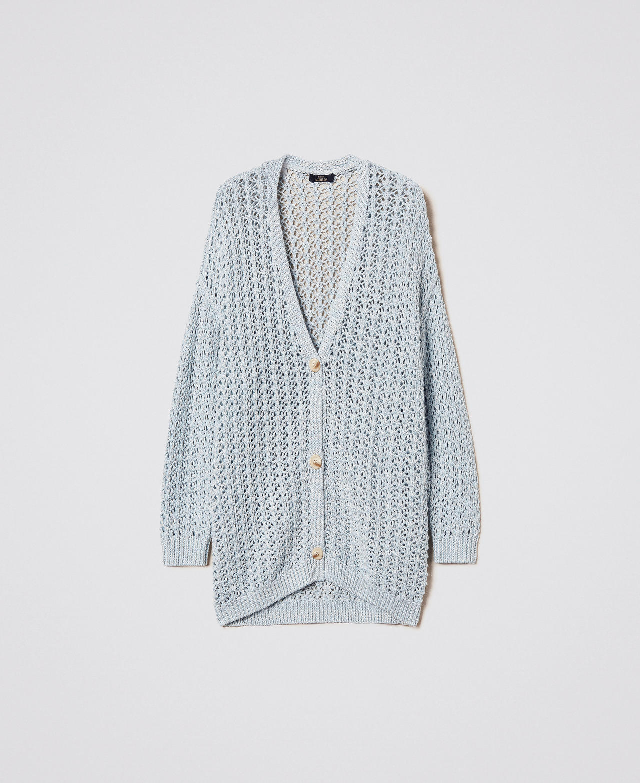 Openwork maxi cardigan Multicolour Canal Blue Woman 251AP3164_12225_S0