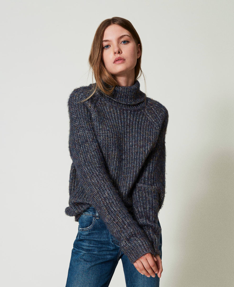 Multicolour yarn jumper with lurex