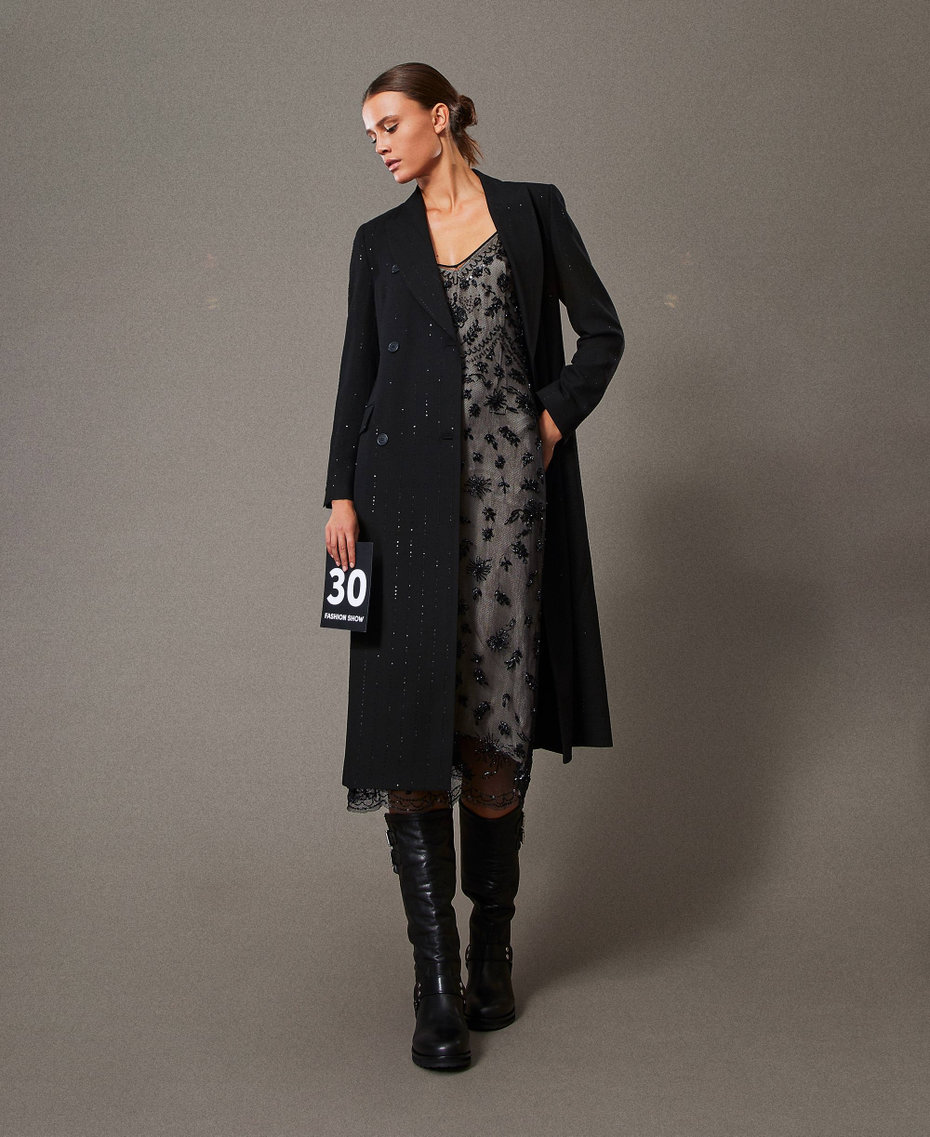 Midi tulle dress with hand embroidery