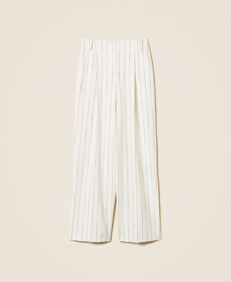 Pantalon fluide ray&eacute; Blanc Cass&eacute; Pinstripe Femme 261AP2084_13283_S0