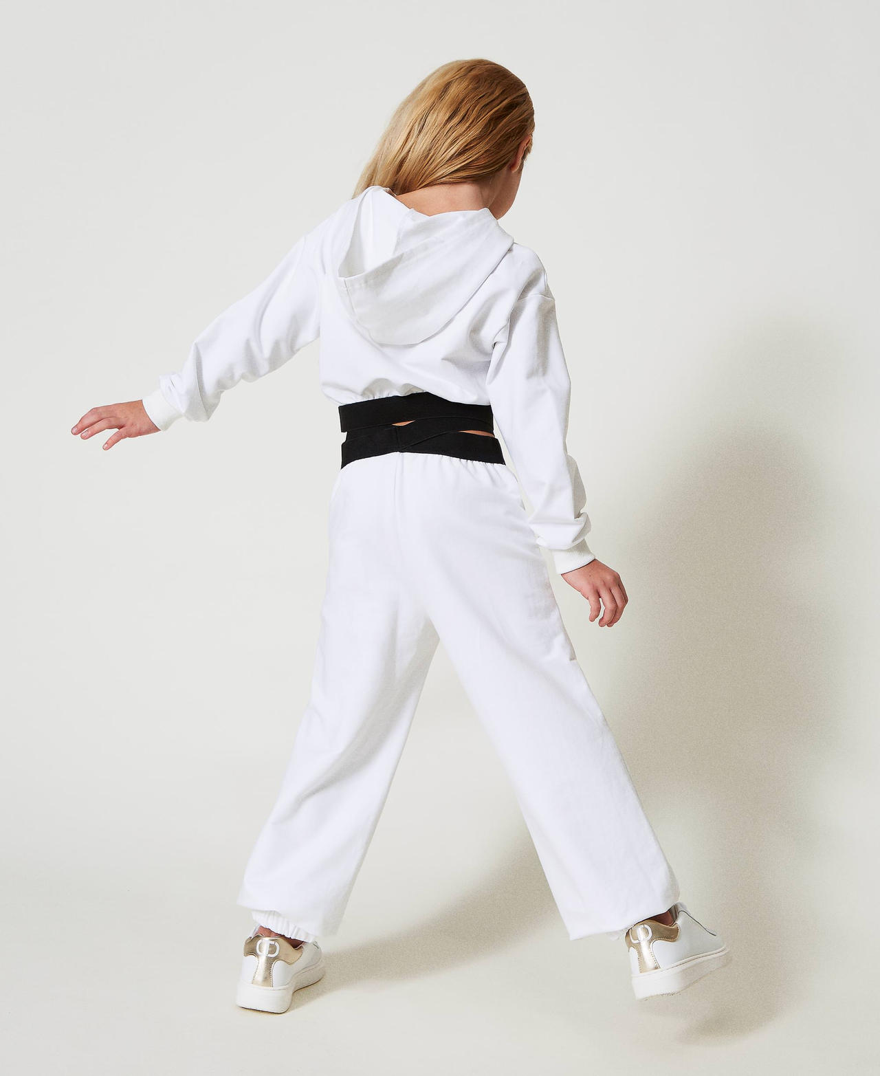 Hoodie and jogger trousers with lettering logo Bicolour "Ice" White / Black Girl 251GJ2581_02849_03