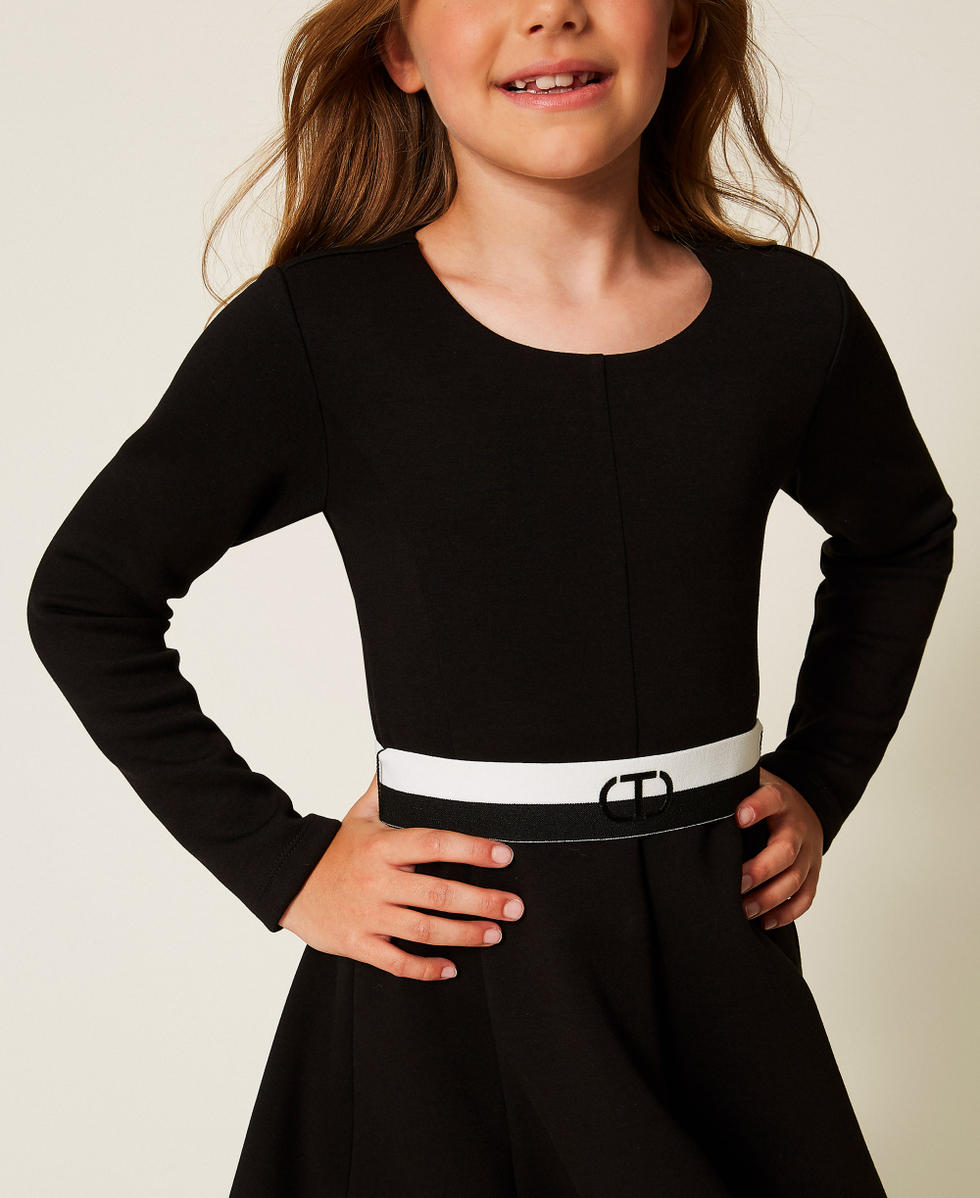 Robe courte en scuba avec ceinture Noir Fille 252GJ205B_00006_04