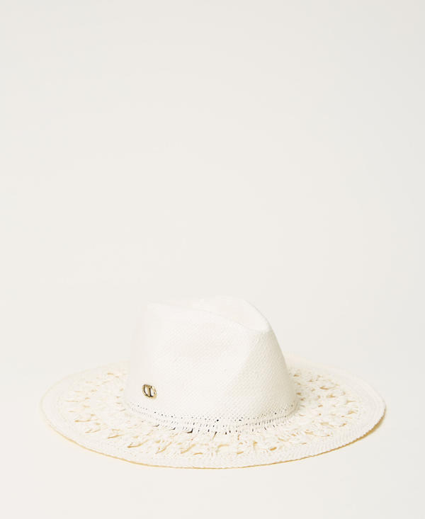 Openwork raffia-like hat