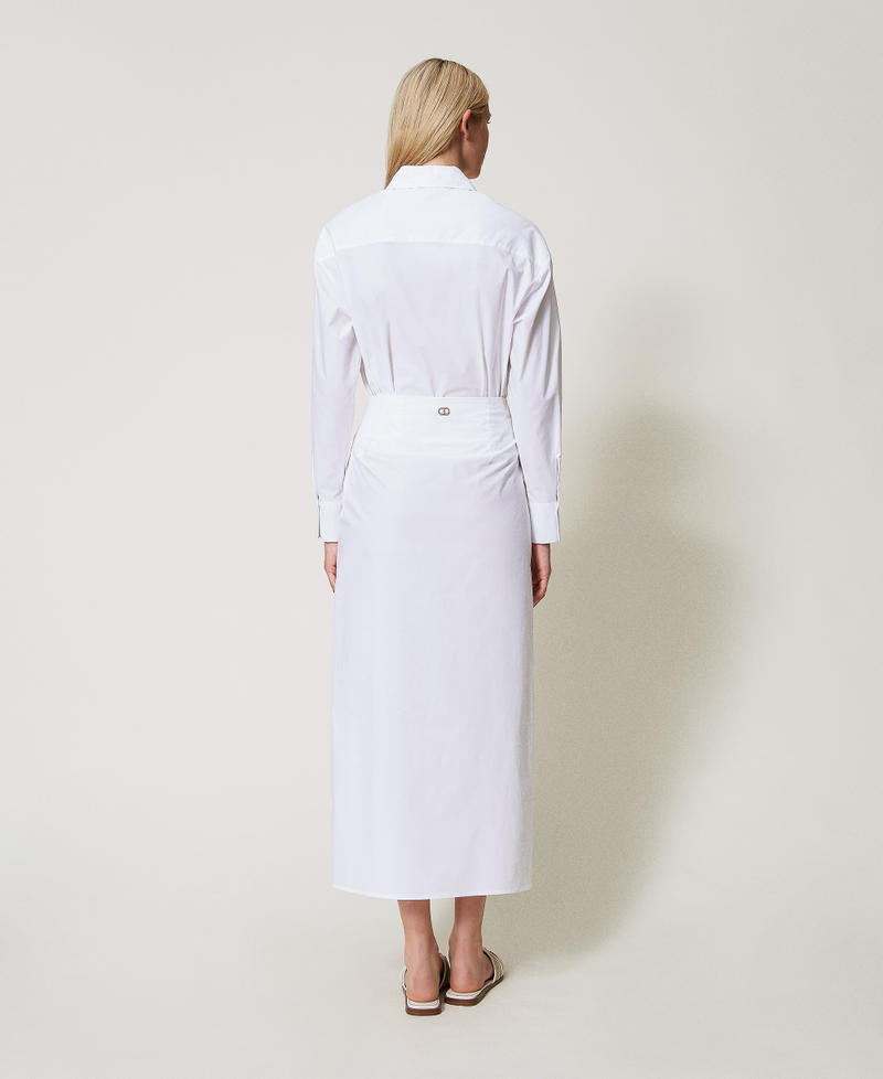 Long poplin skirt with draping White Woman 251TF2021_00001_03
