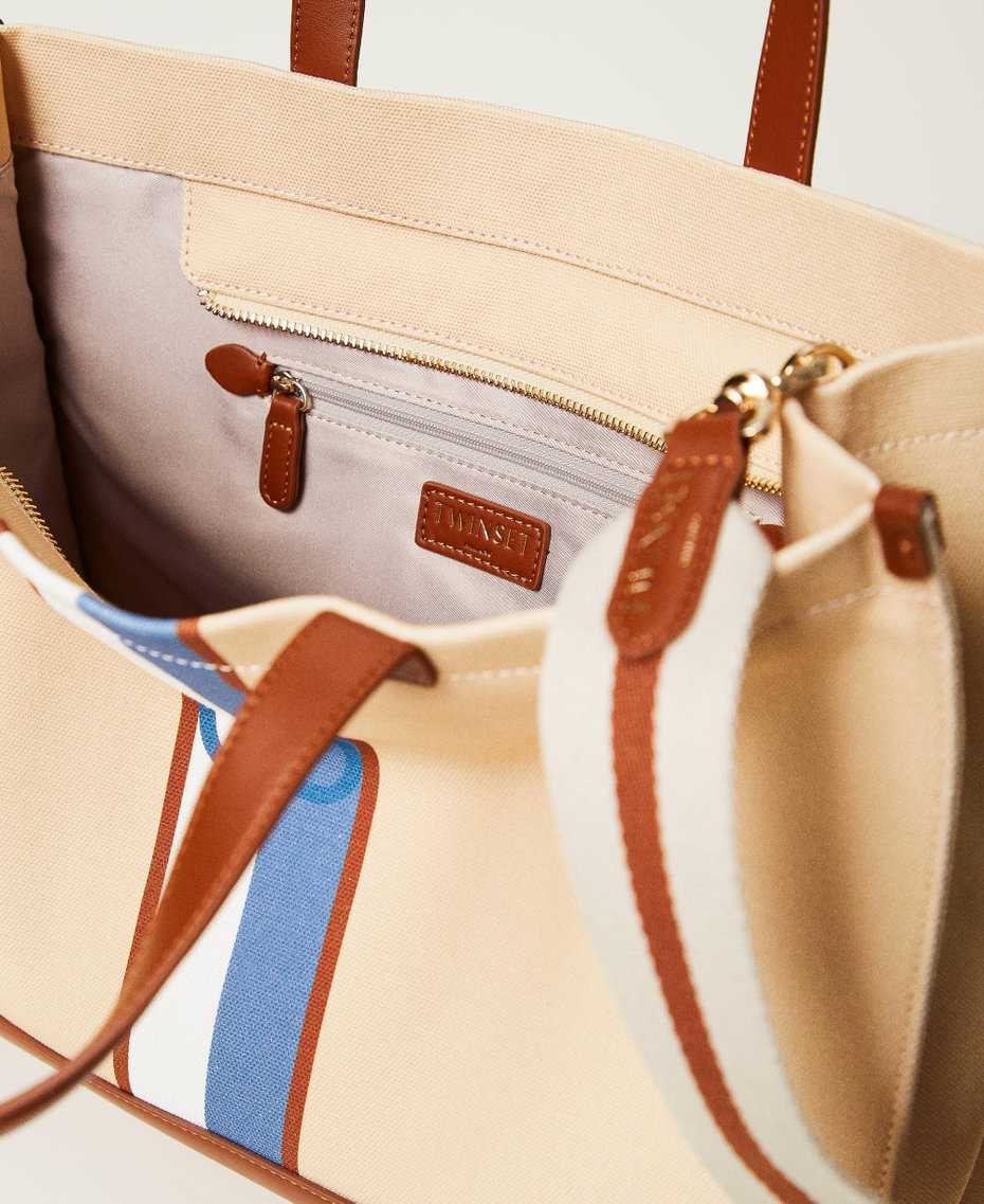 Canvas shopper bag with Oval T