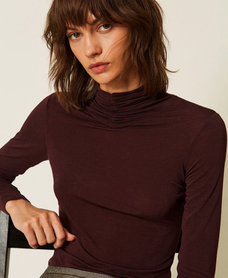 Turtleneck top with draping "Wine tasting" Purple Woman 262TF2064_05609_PD