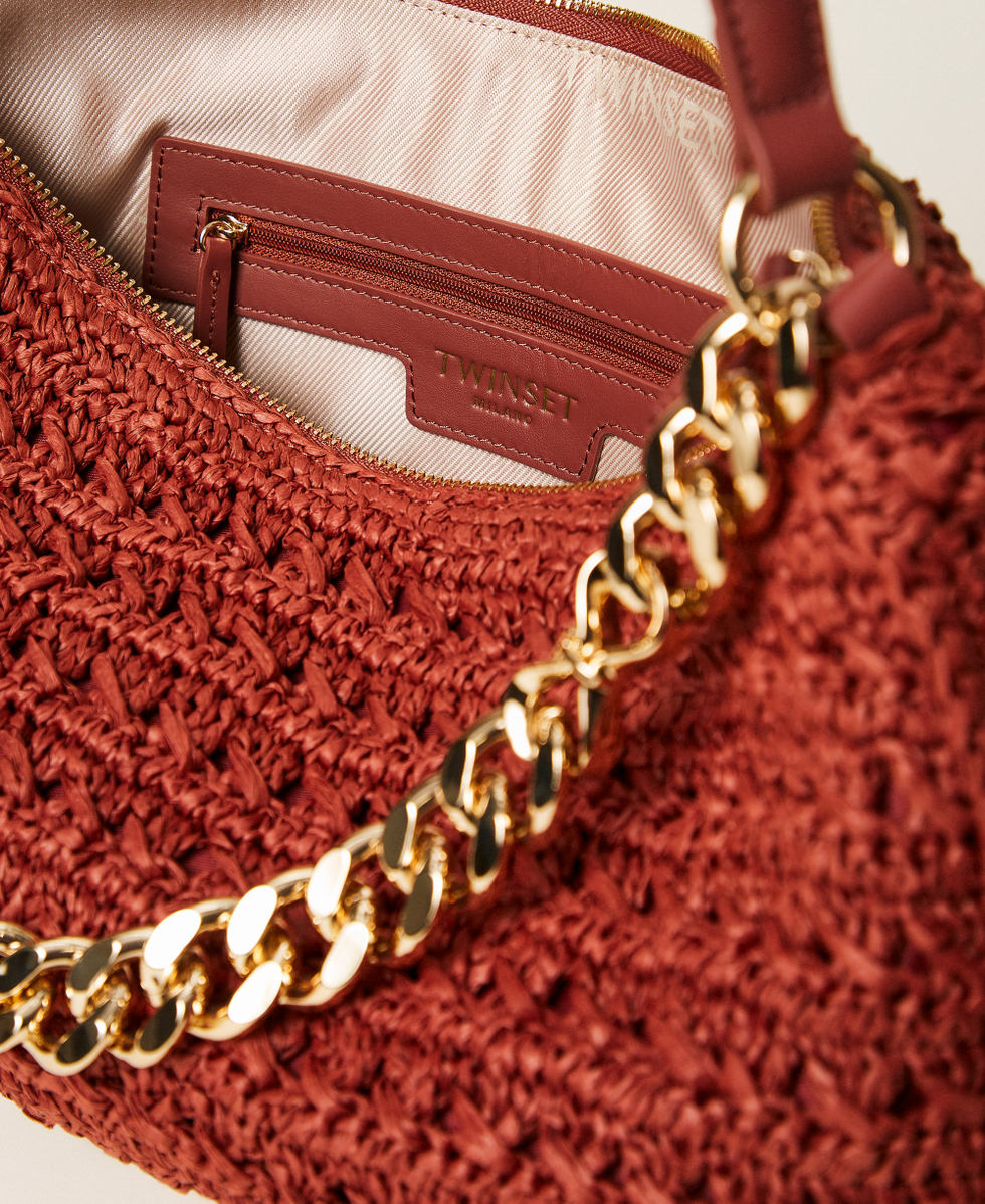 Large crocheted raffia Liliane bag Henna Brown Woman 261TD8080_13332_04