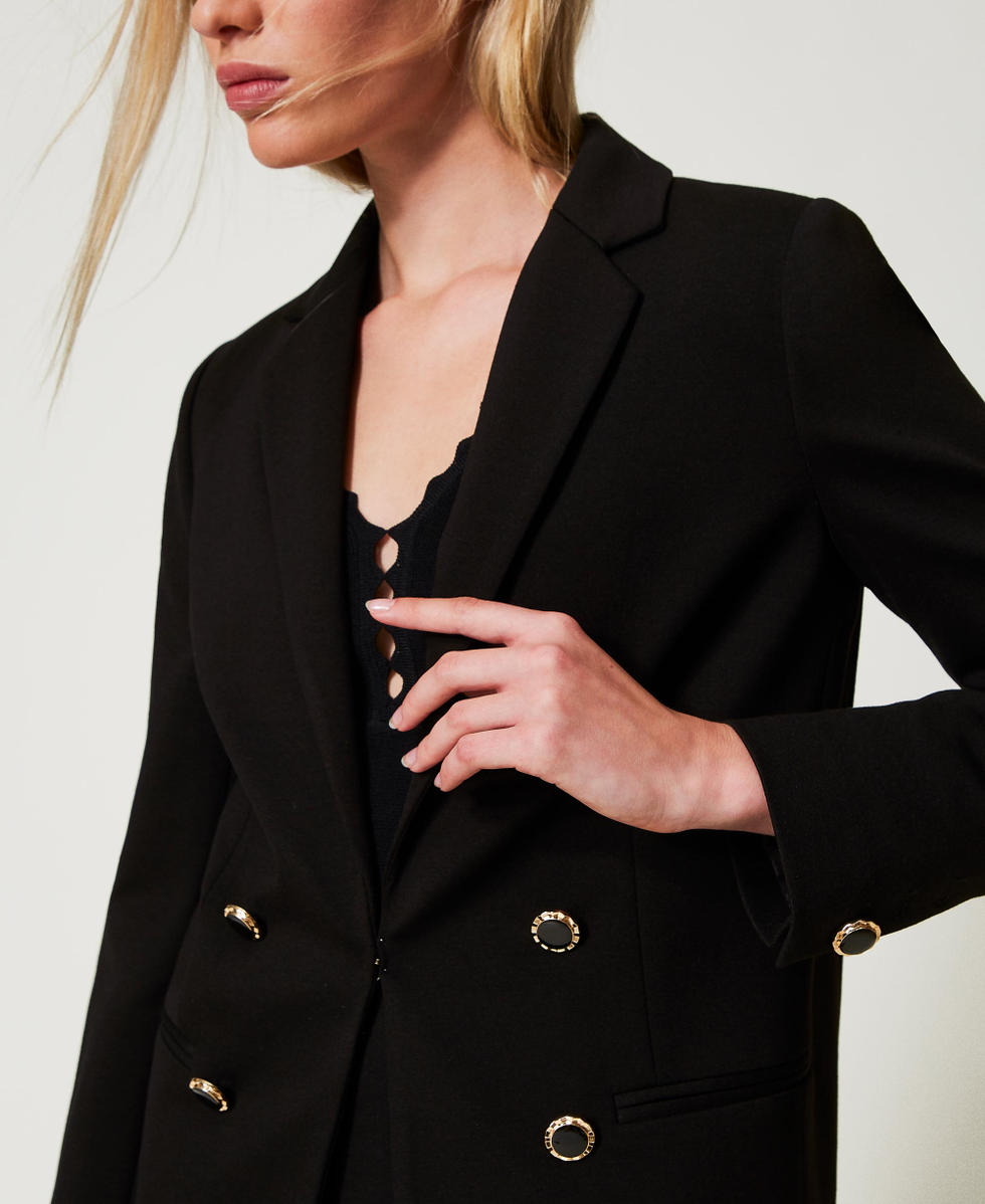 Double-breasted jacket with jewel buttons Black Woman 251TP2139_00006_05