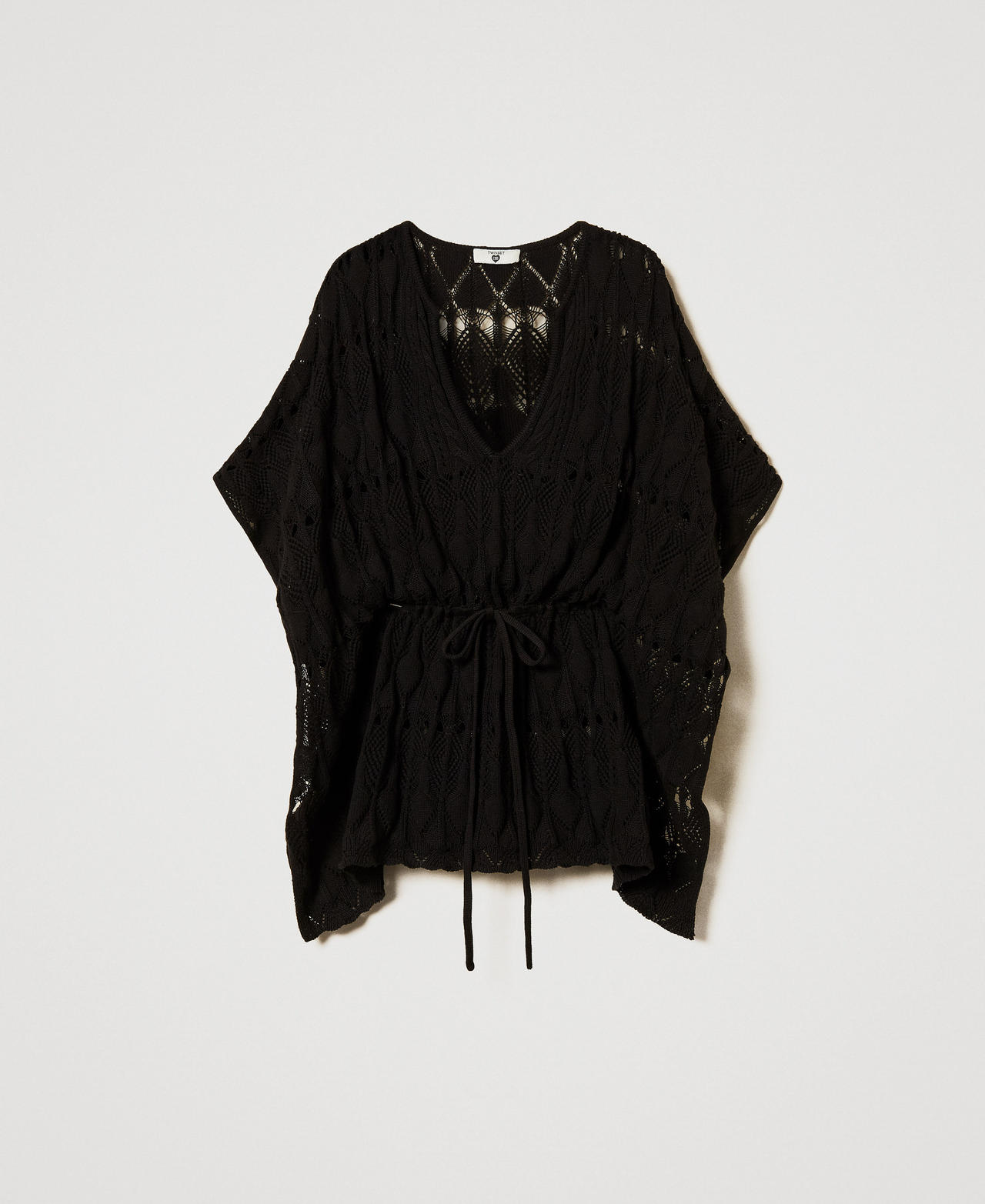 Caftano in maglia traforata Nero Donna 251LB3RDD_00006_0S