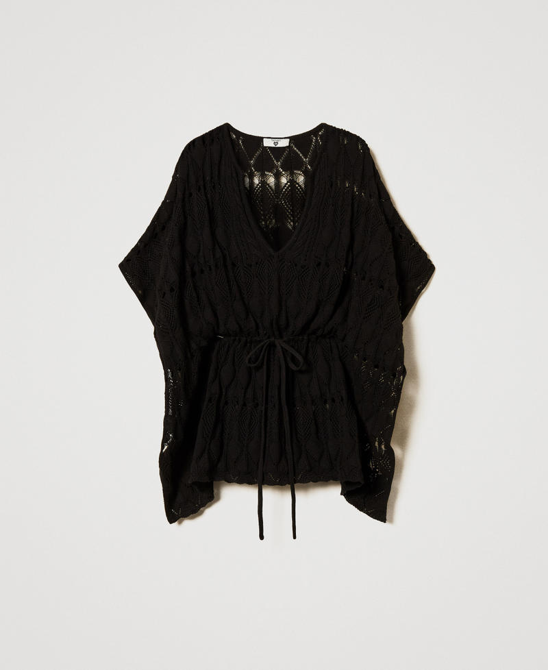 Caftano in maglia traforata Nero Donna 251LB3RDD_00006_0S