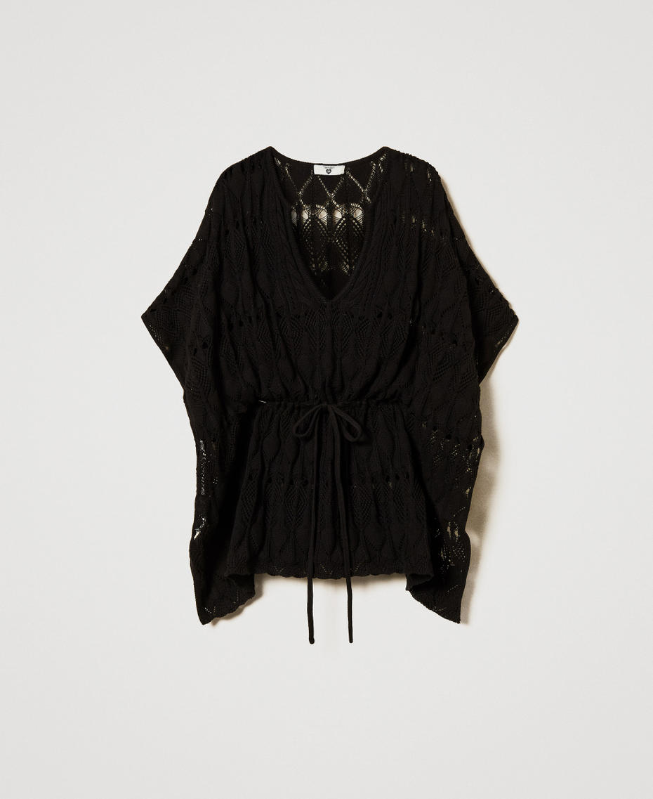 Open knit kaftan Black Woman 251LB3RDD_00006_S0
