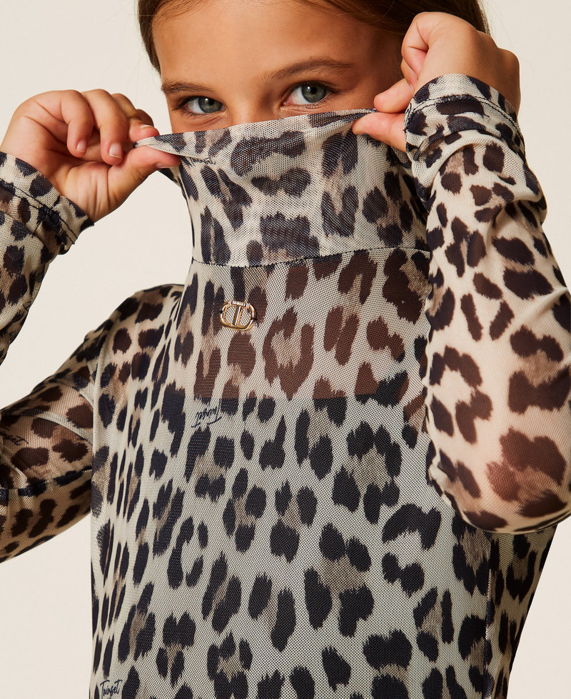 Animal print tulle top Leopard Print Girl 252GJ2351_12700_04