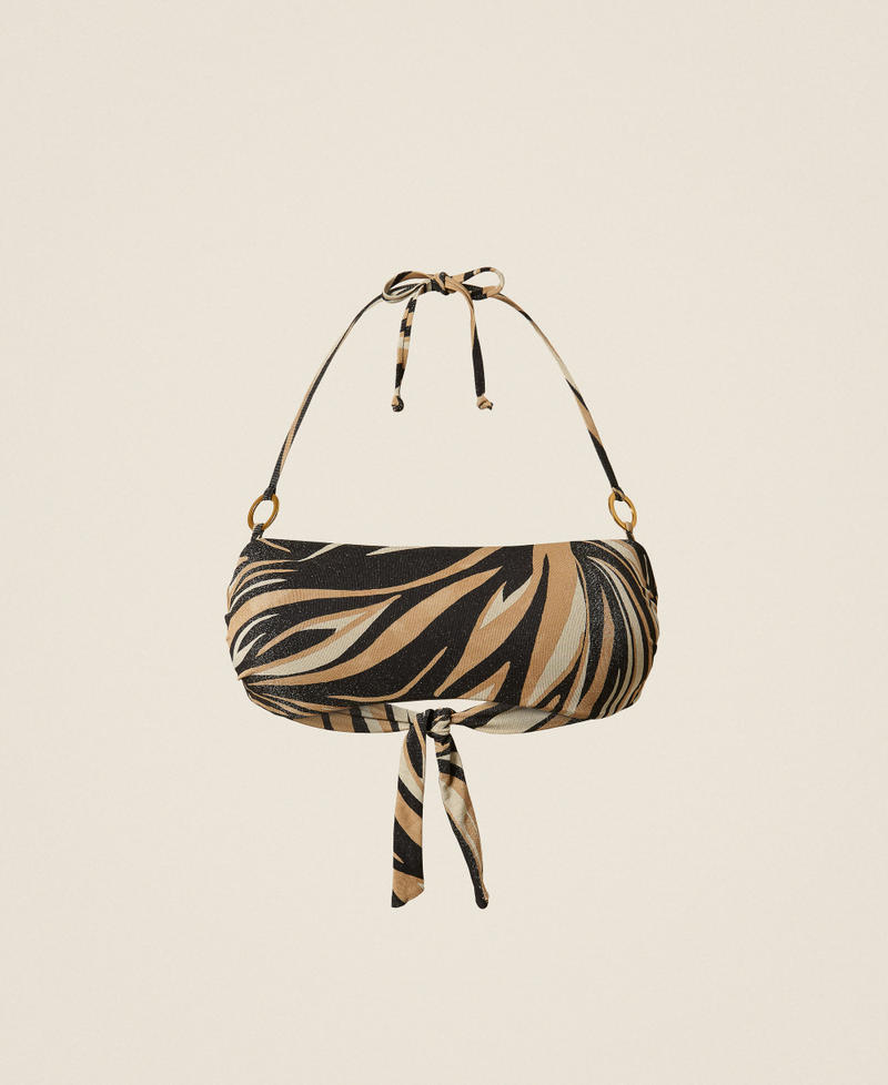 Bandeau-Bikinitop mit Lurex und Print Multicolor-Zebra-Print Schwarz Frau 261LBMF11_13214_S0