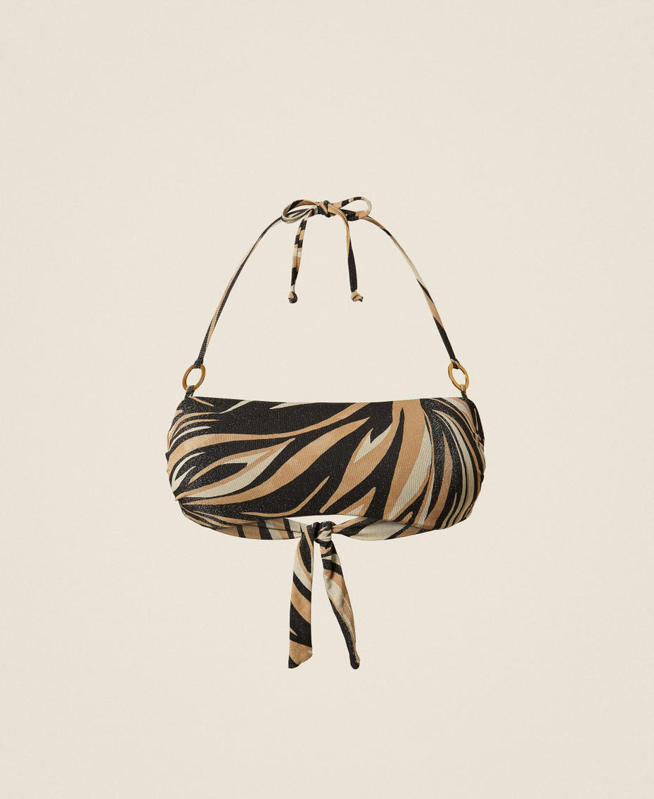 Bandeau-Bikinitop mit Lurex und Print Multicolor-Zebra-Print Schwarz Frau 261LBMF11_13214_S0